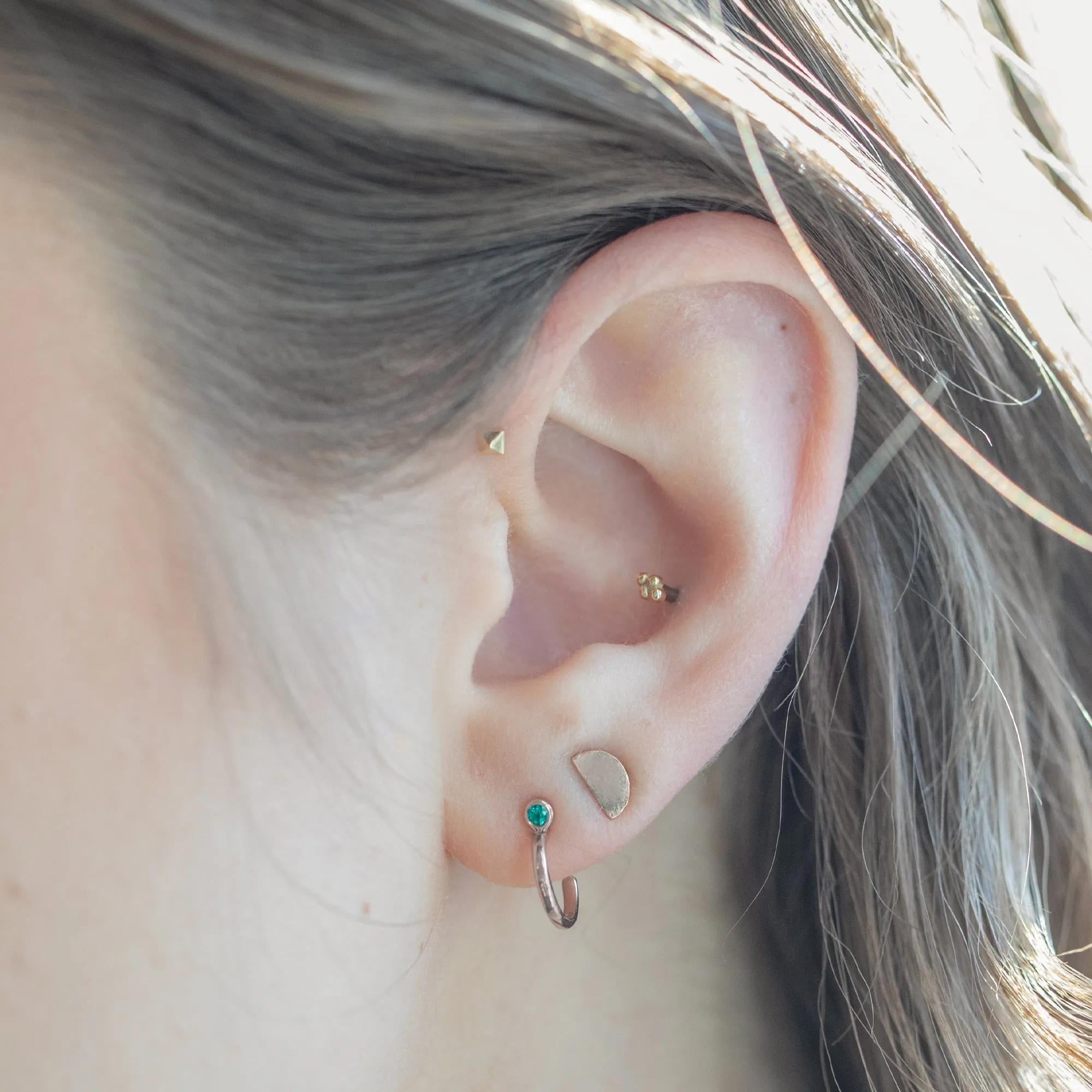 Custom Emerald Birthstone Hoop Earrings | 14K Rose Gold