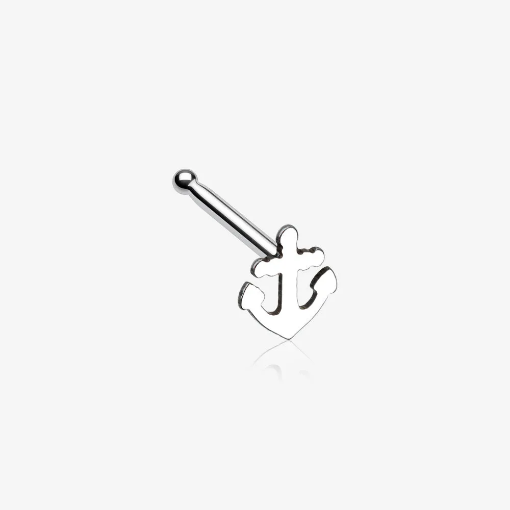 Dainty Anchor Icon Nose Stud Ring