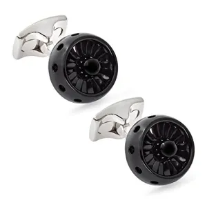 Deakin and Francis Fundamentals Mechanicals Jet Engine Cufflinks, Polished Black