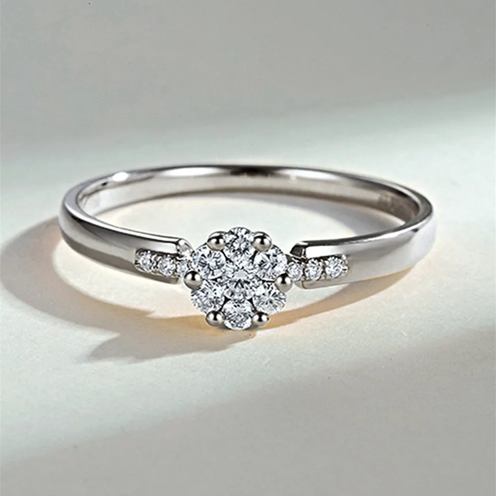 Diamond Cluster Flower Engagement Ring