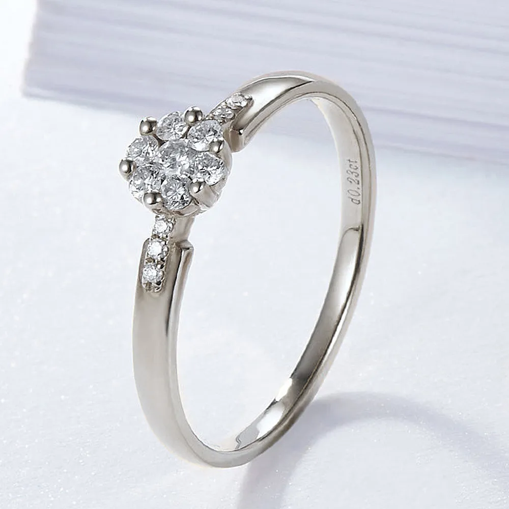 Diamond Cluster Flower Engagement Ring