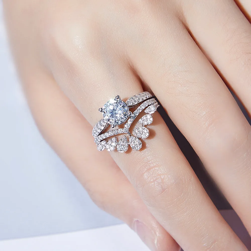 Diamond Contoured V-Shape Ring