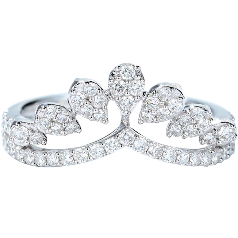Diamond Contoured V-Shape Ring