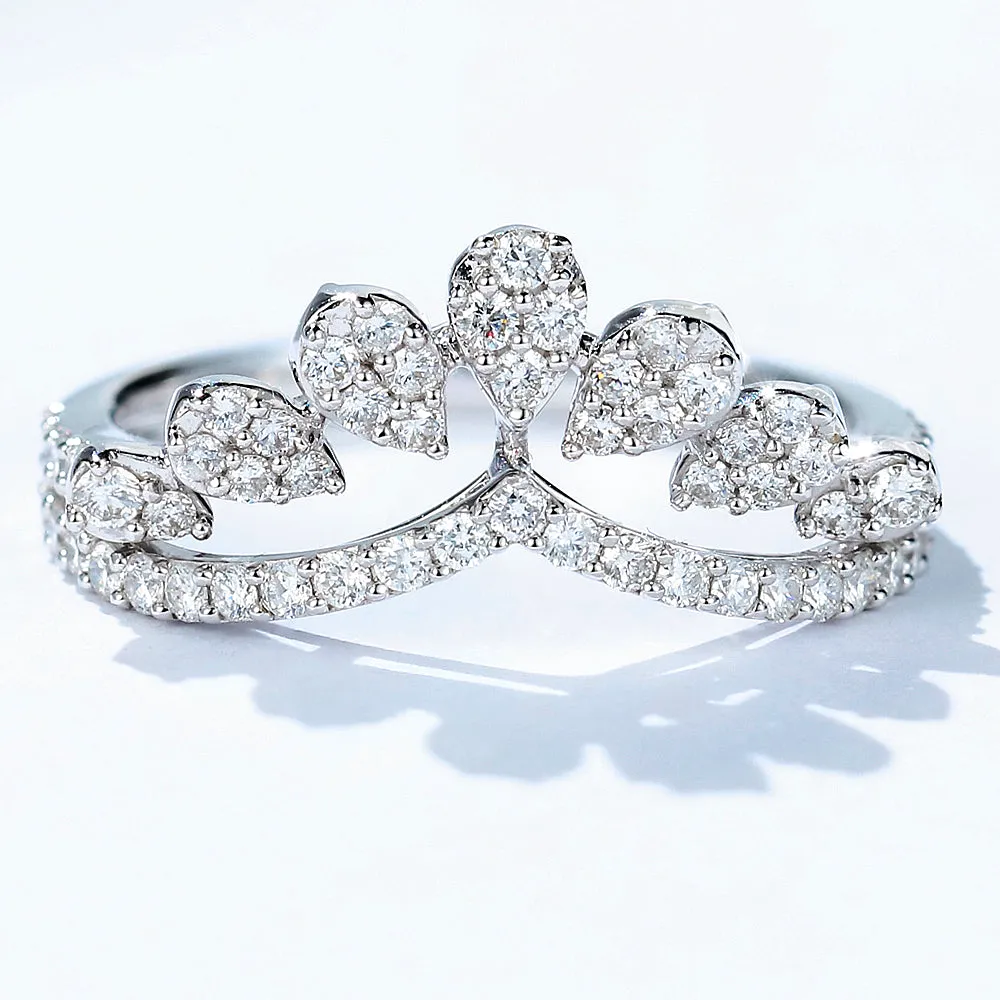 Diamond Contoured V-Shape Ring