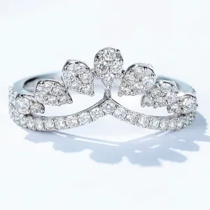 Diamond Contoured V-Shape Ring