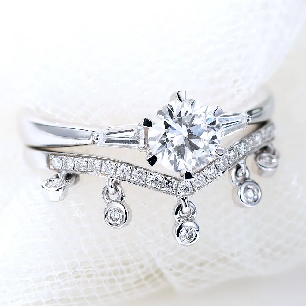 Diamond Fringed Contoured Ring