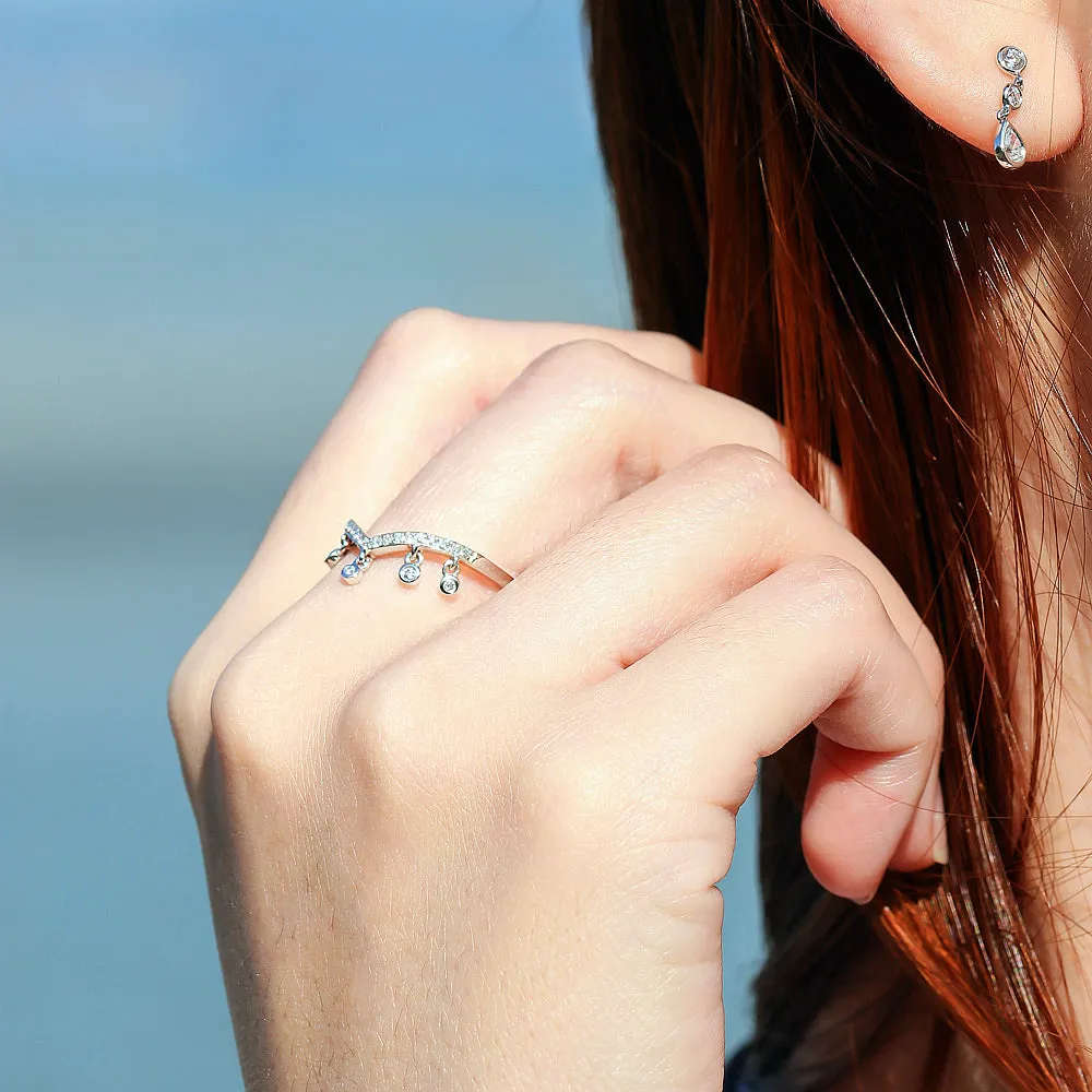 Diamond Fringed Contoured Ring
