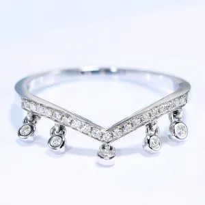 Diamond Fringed Contoured Ring