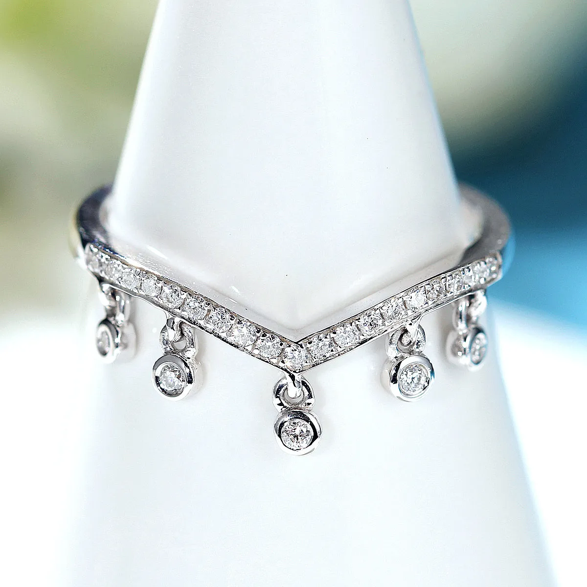 Diamond Fringed Contoured Ring