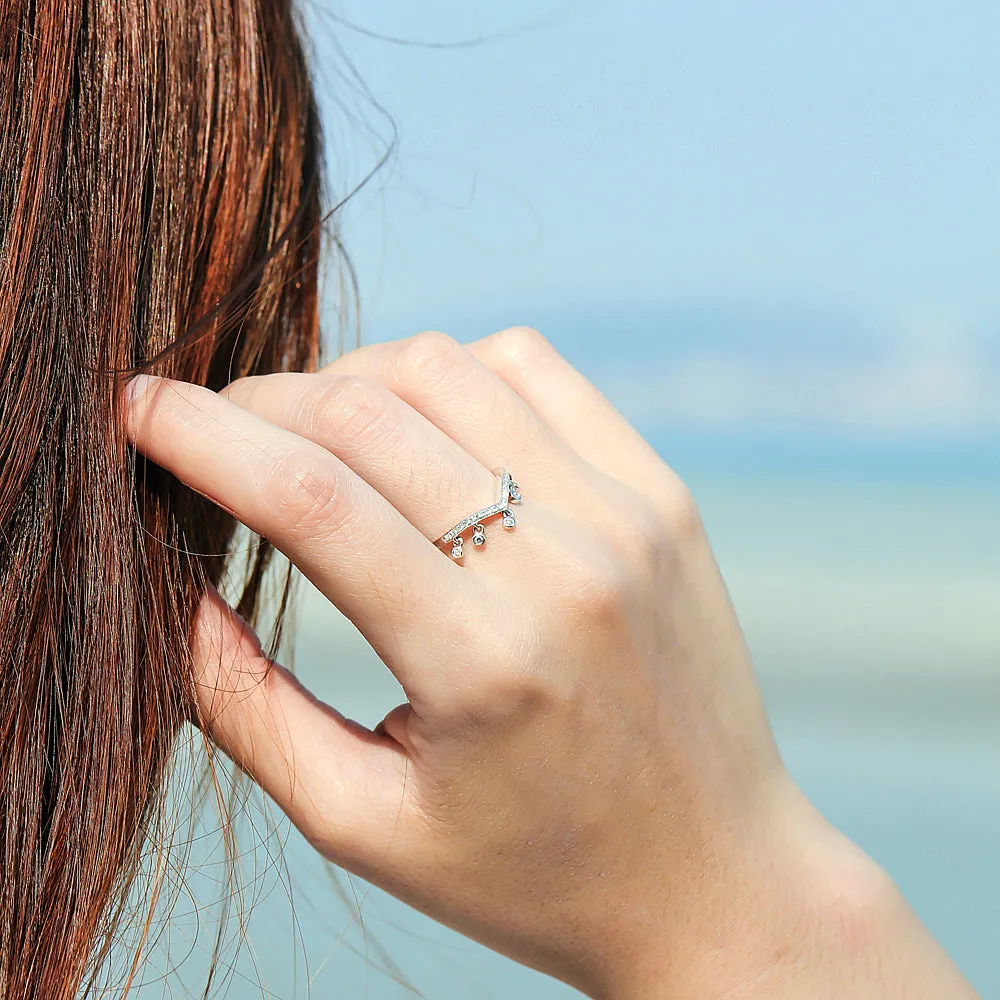Diamond Fringed Contoured Ring