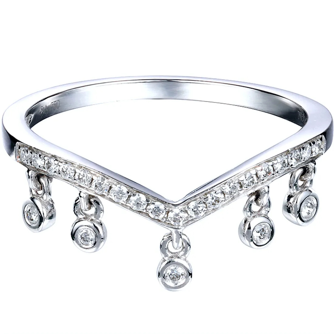 Diamond Fringed Contoured Ring