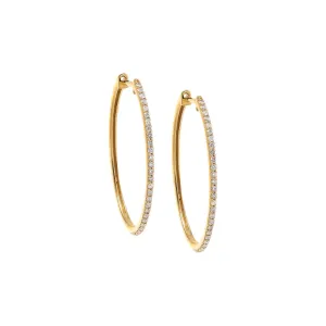 Diamond Pave Oval Hoop Earring 14K