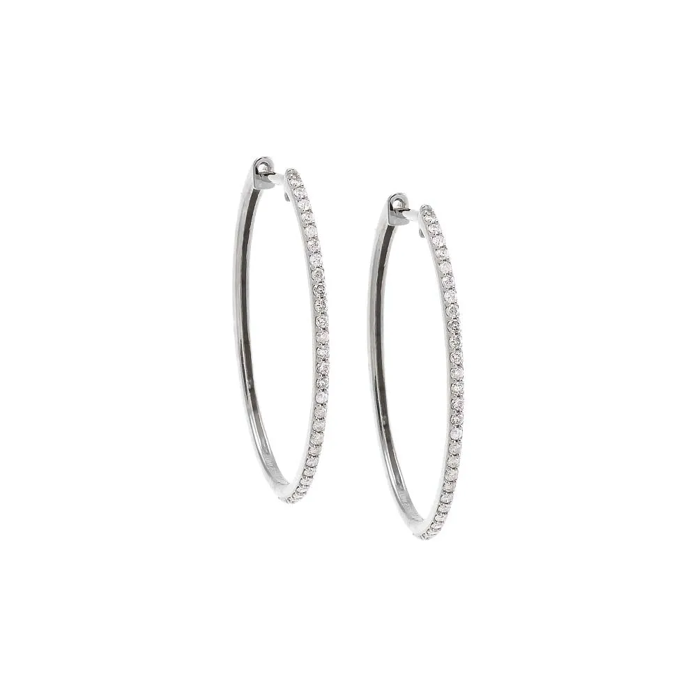 Diamond Pave Oval Hoop Earring 14K