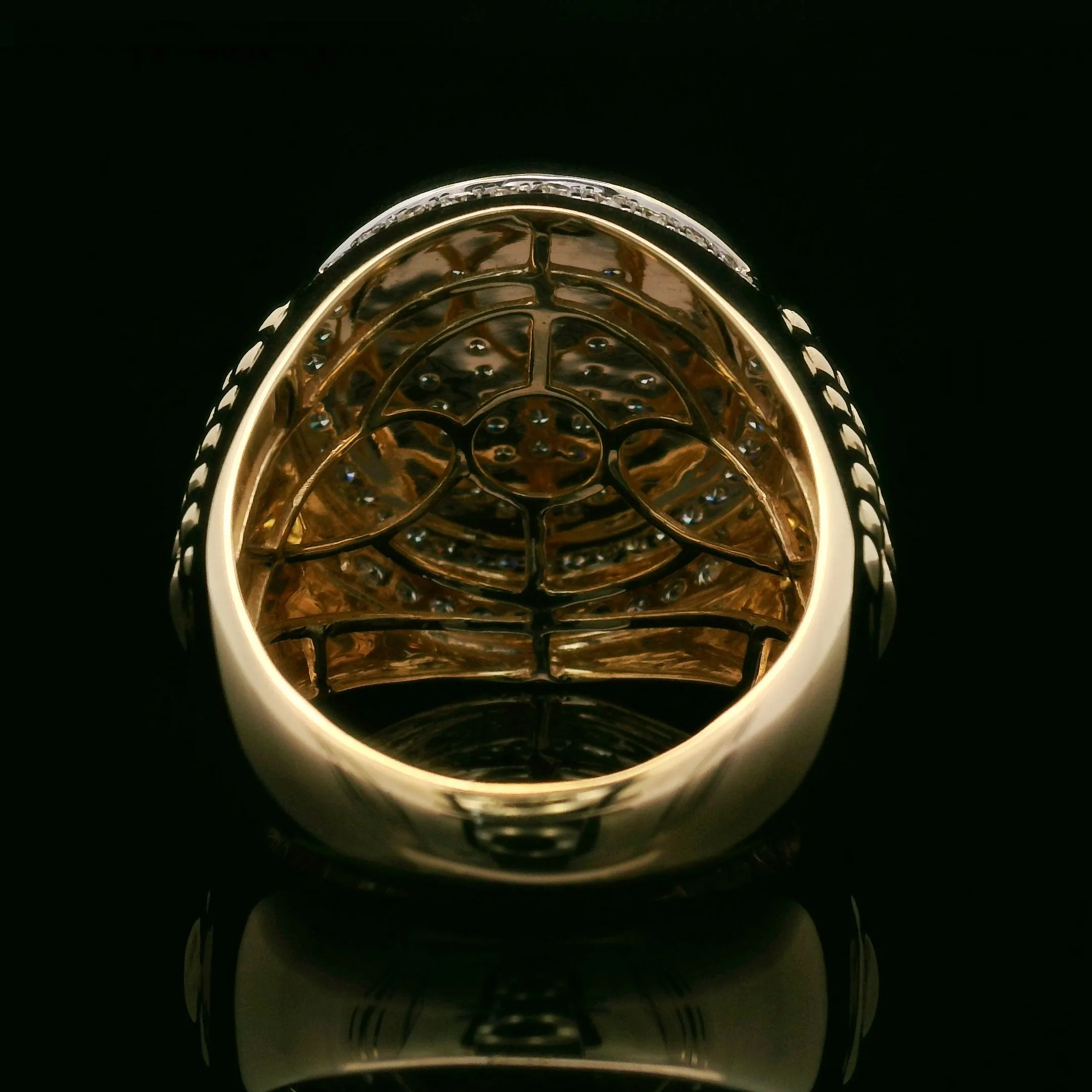 Diamond Round Crown Men's Ring 10k Yellow Gold 1.00ct