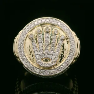 Diamond Round Crown Men's Ring 10k Yellow Gold 1.00ct