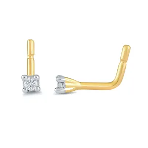 Diamond Set Nose Ring Pin in 9ct Yellow Gold