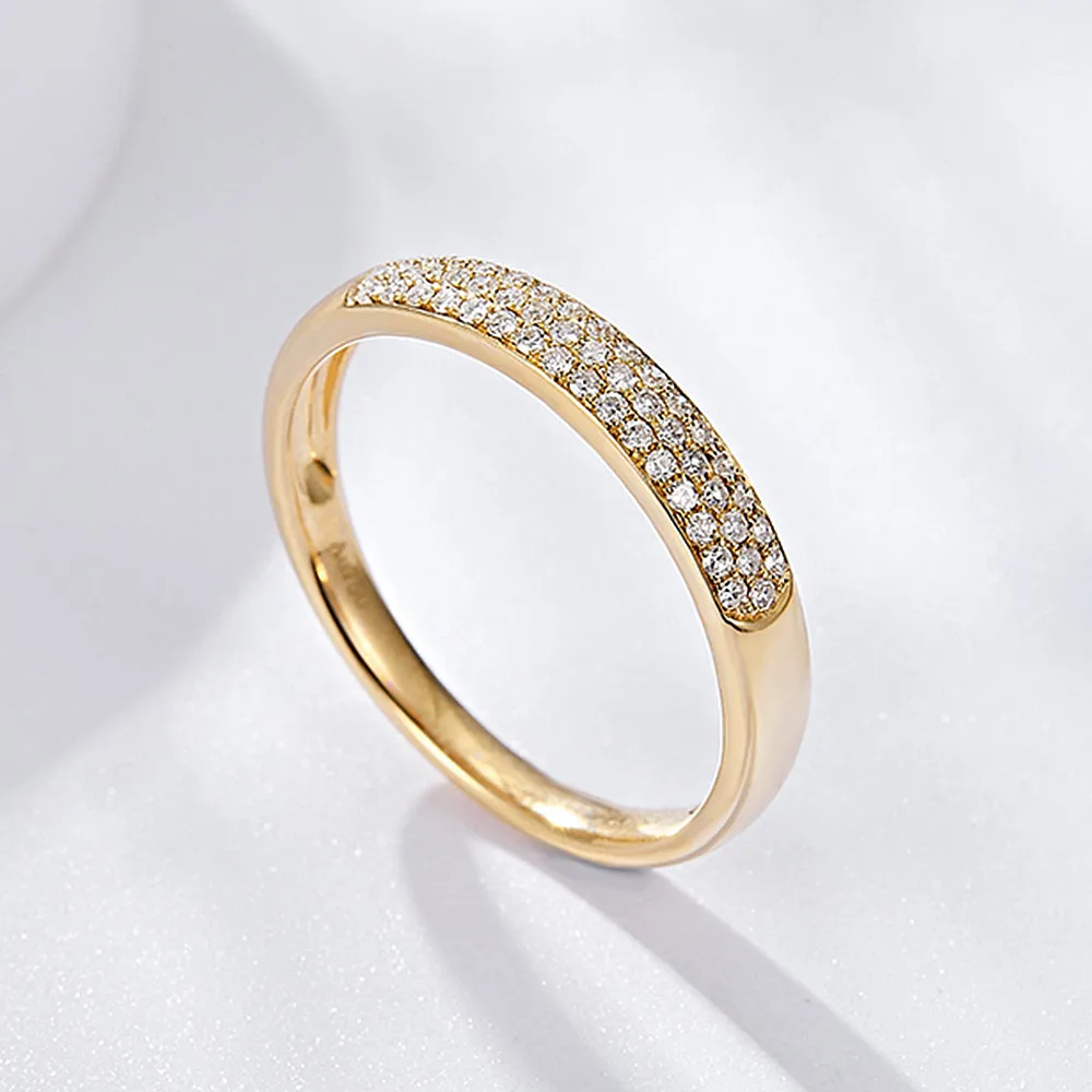 Diamond Wedding Couple Matching Dome Rings
