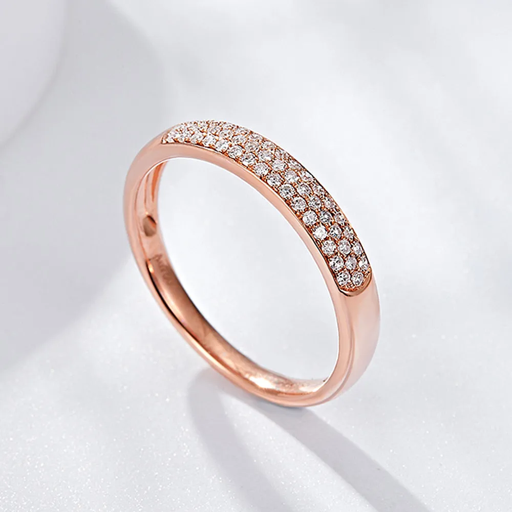 Diamond Wedding Couple Matching Dome Rings
