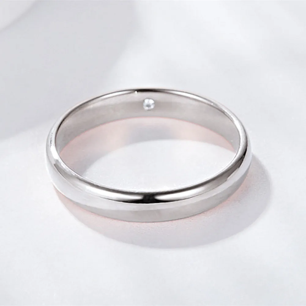 Diamond Wedding Couple Matching Dome Rings