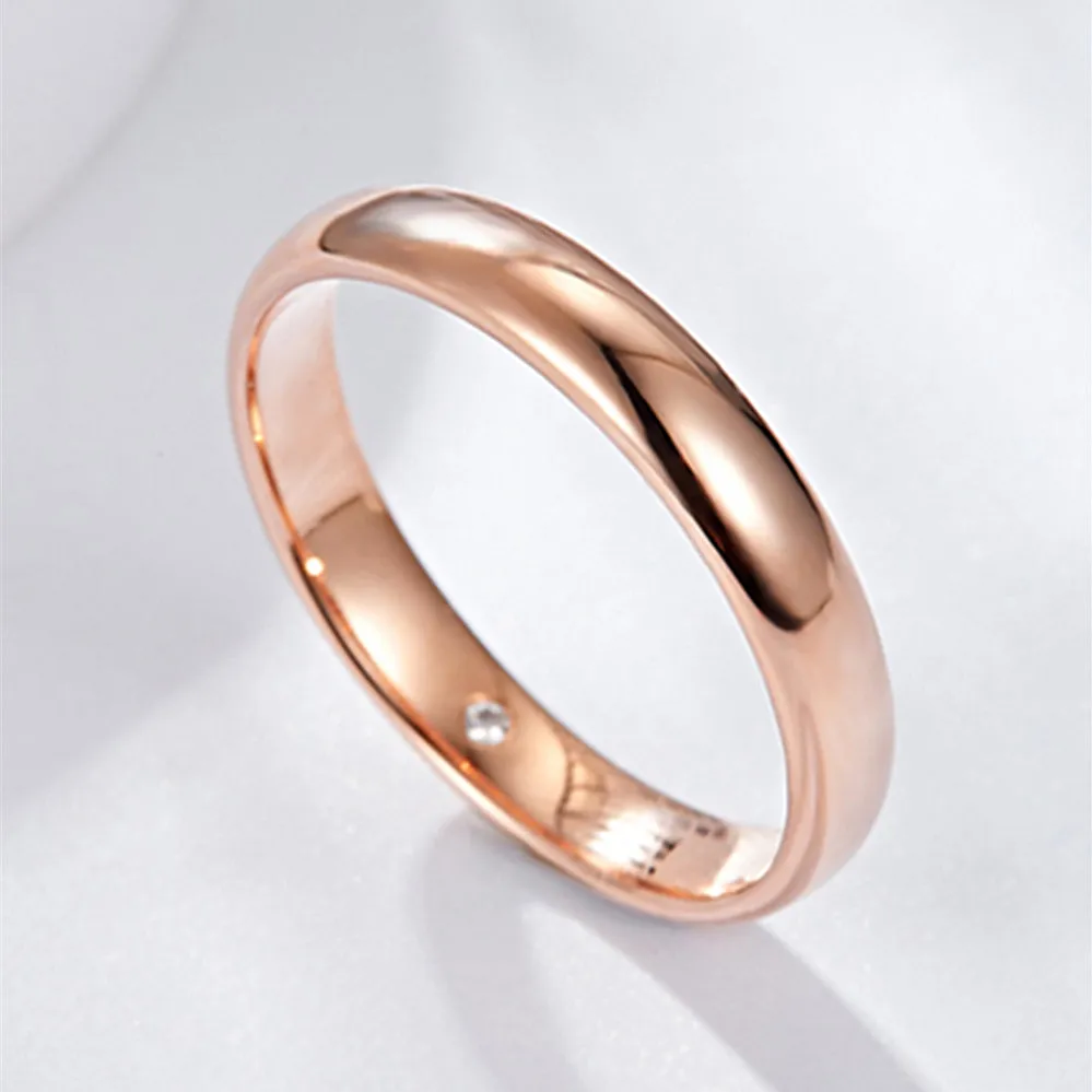 Diamond Wedding Couple Matching Dome Rings