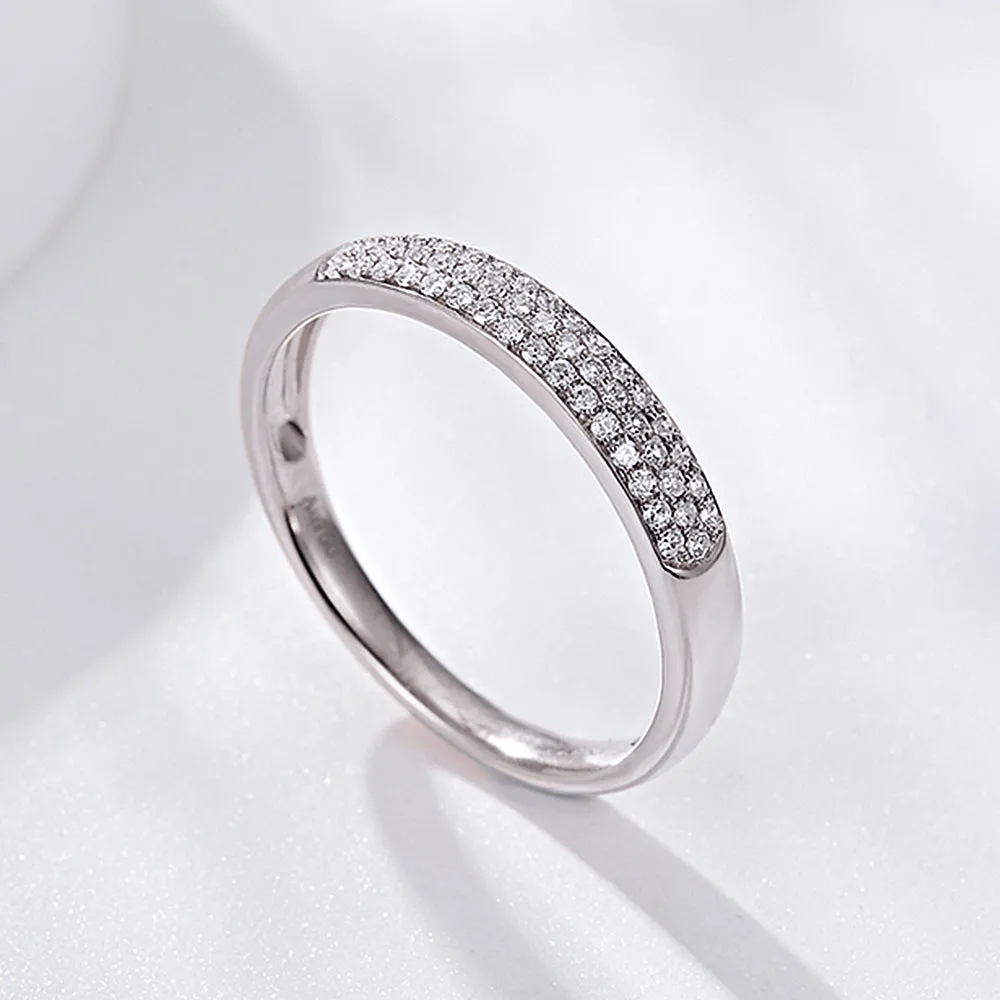 Diamond Wedding Couple Matching Dome Rings