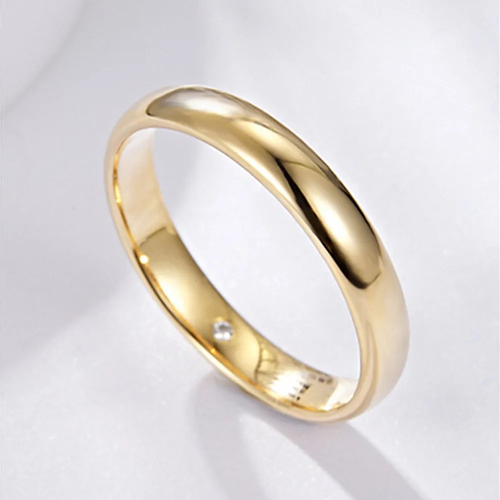 Diamond Wedding Couple Matching Dome Rings