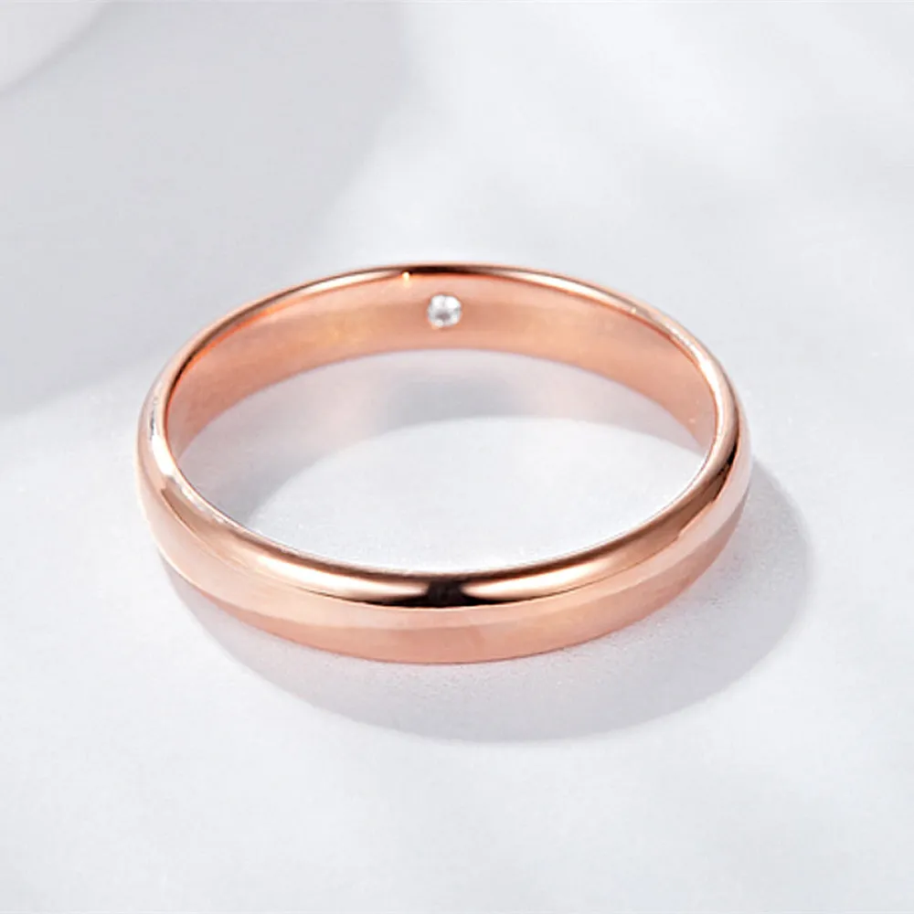 Diamond Wedding Couple Matching Dome Rings