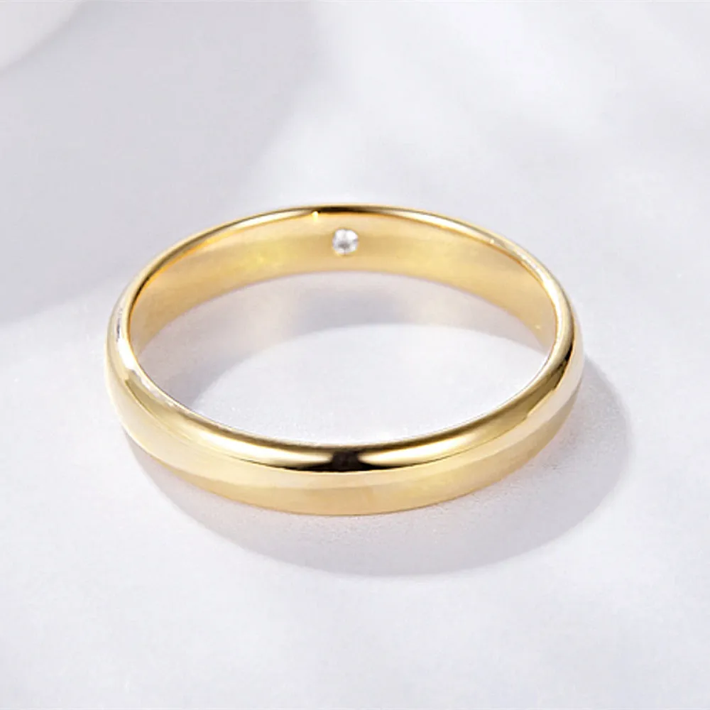 Diamond Wedding Couple Matching Dome Rings