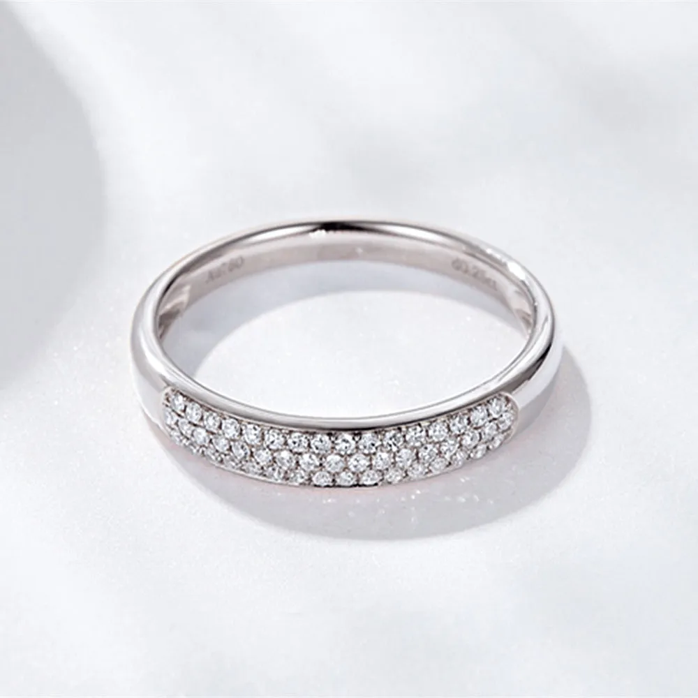 Diamond Wedding Couple Matching Dome Rings