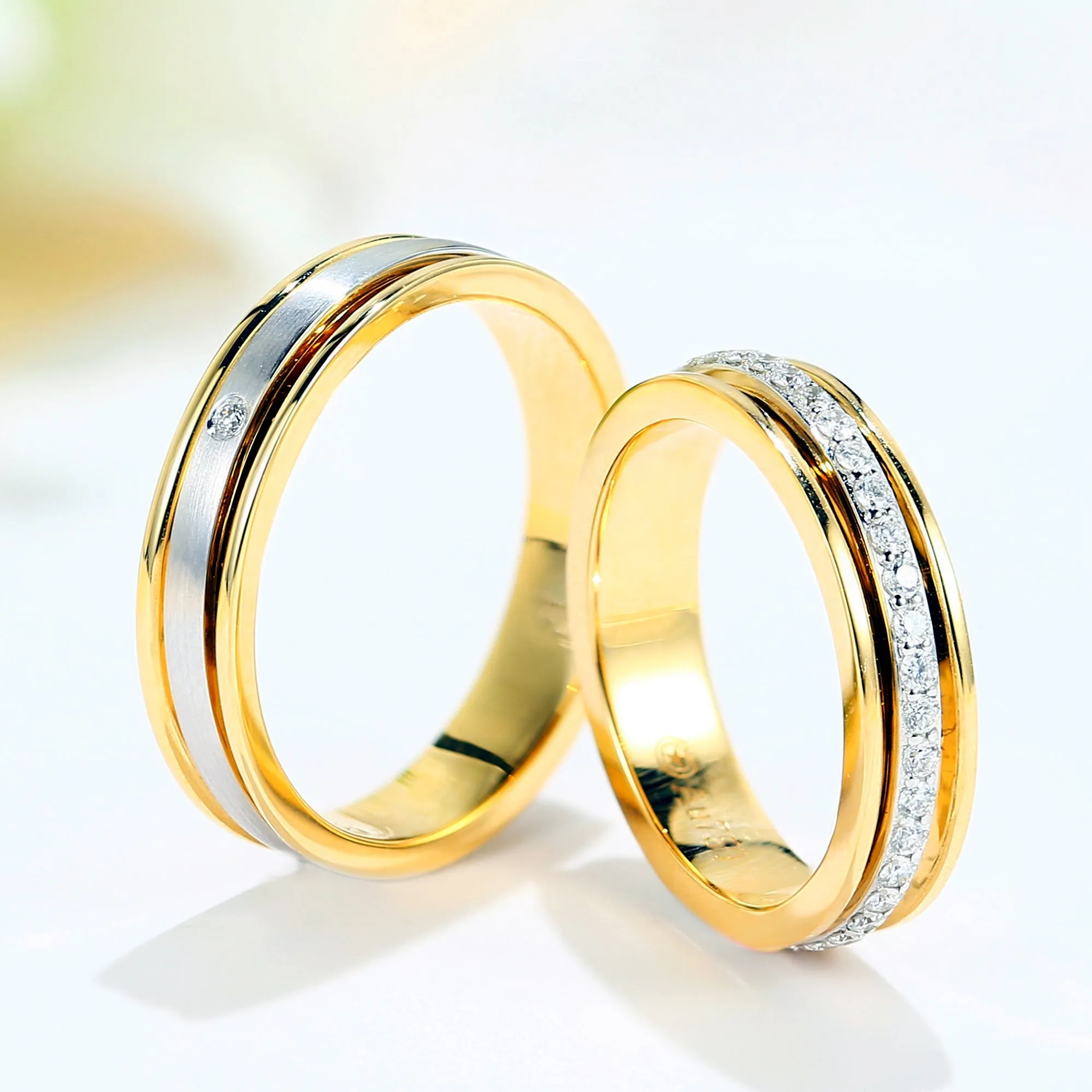 Diamond Wedding Couple Matching Rings