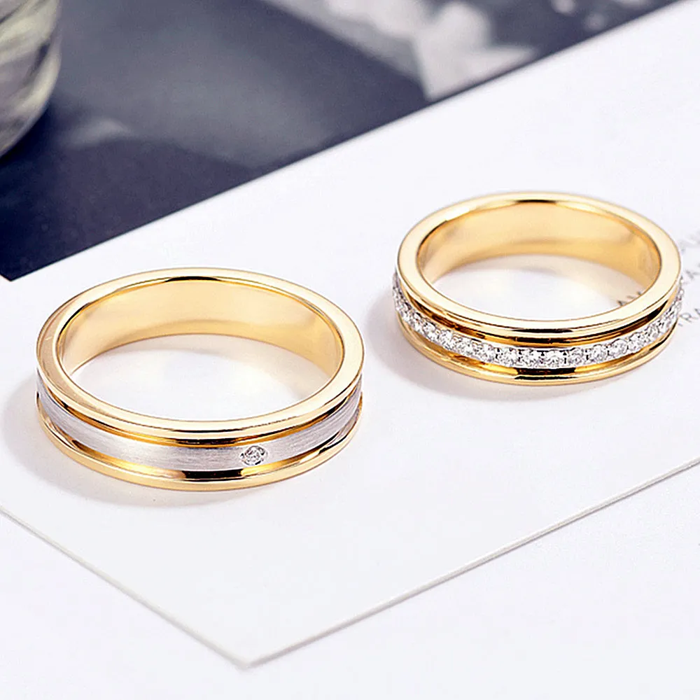 Diamond Wedding Couple Matching Rings