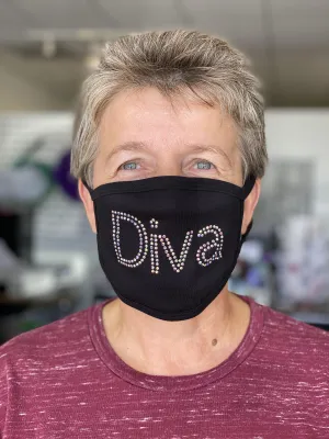 Diva Rhinestone Face Mask / Washable / Dust Mask/ Face Mask for Adults/ Face Mask for Youth