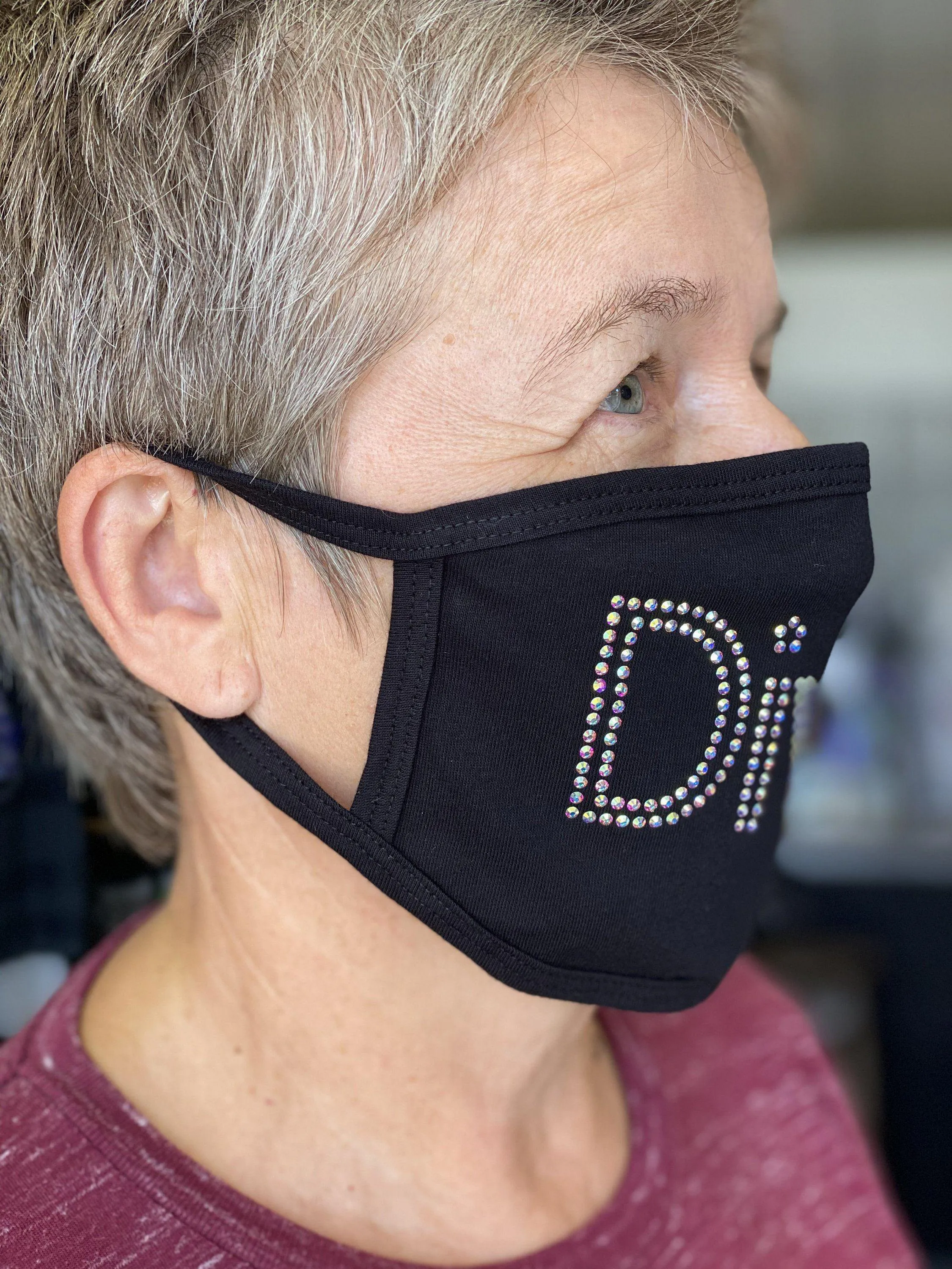 Diva Rhinestone Face Mask / Washable / Dust Mask/ Face Mask for Adults/ Face Mask for Youth