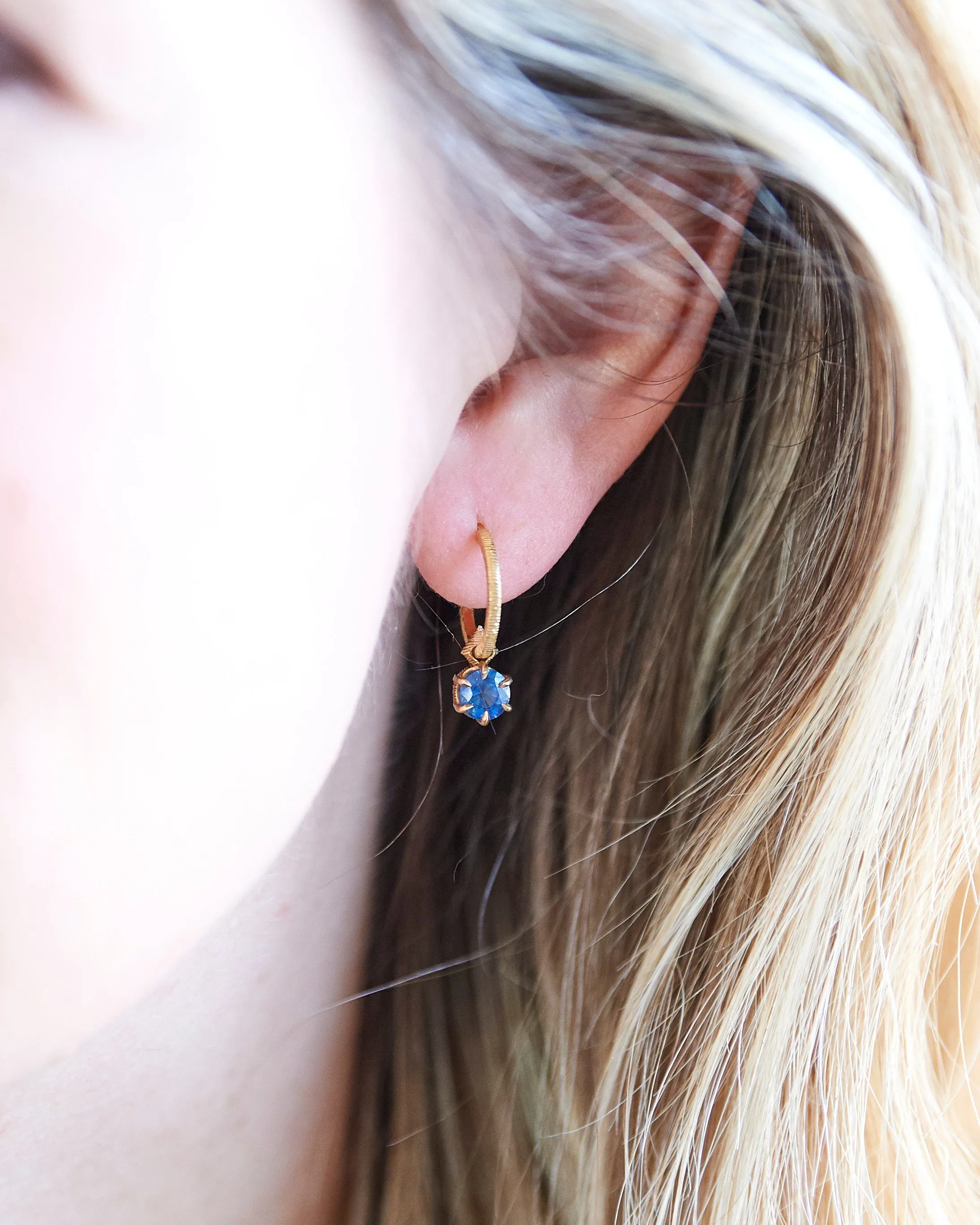Dogwood Hoop   Blue Sapphire Drop Combination