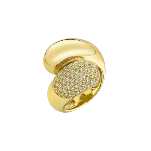 Double Apse Ring with One Side White Pavé Diamonds