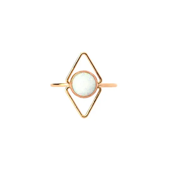 Double Deco Triangle Opal Goldfill Stacking Ring