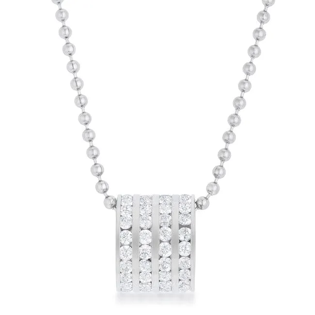 Dreya 1.1ct CZ Rhodium Stainless Steel Necklace