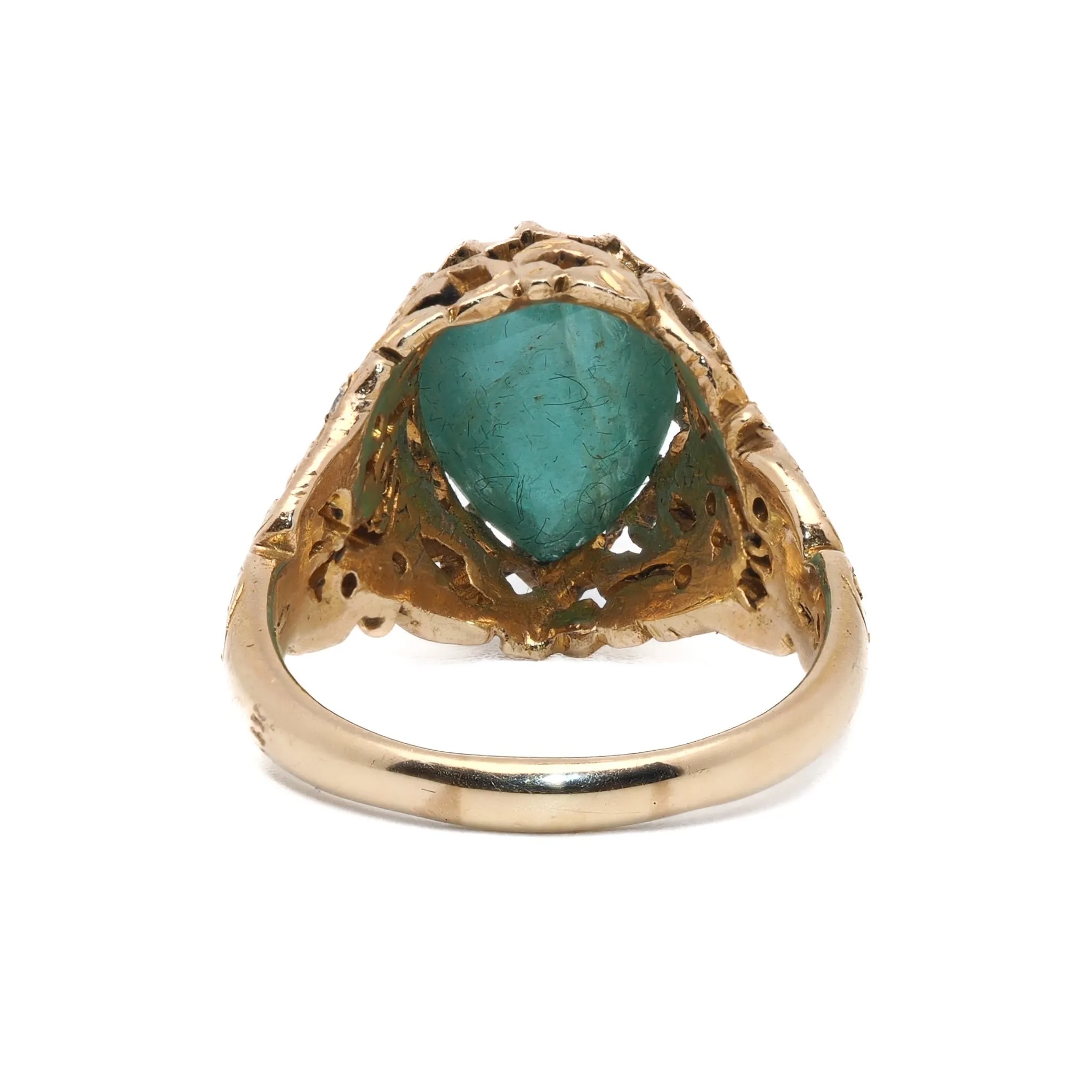 Emerald & Diamond Teardrop Ring