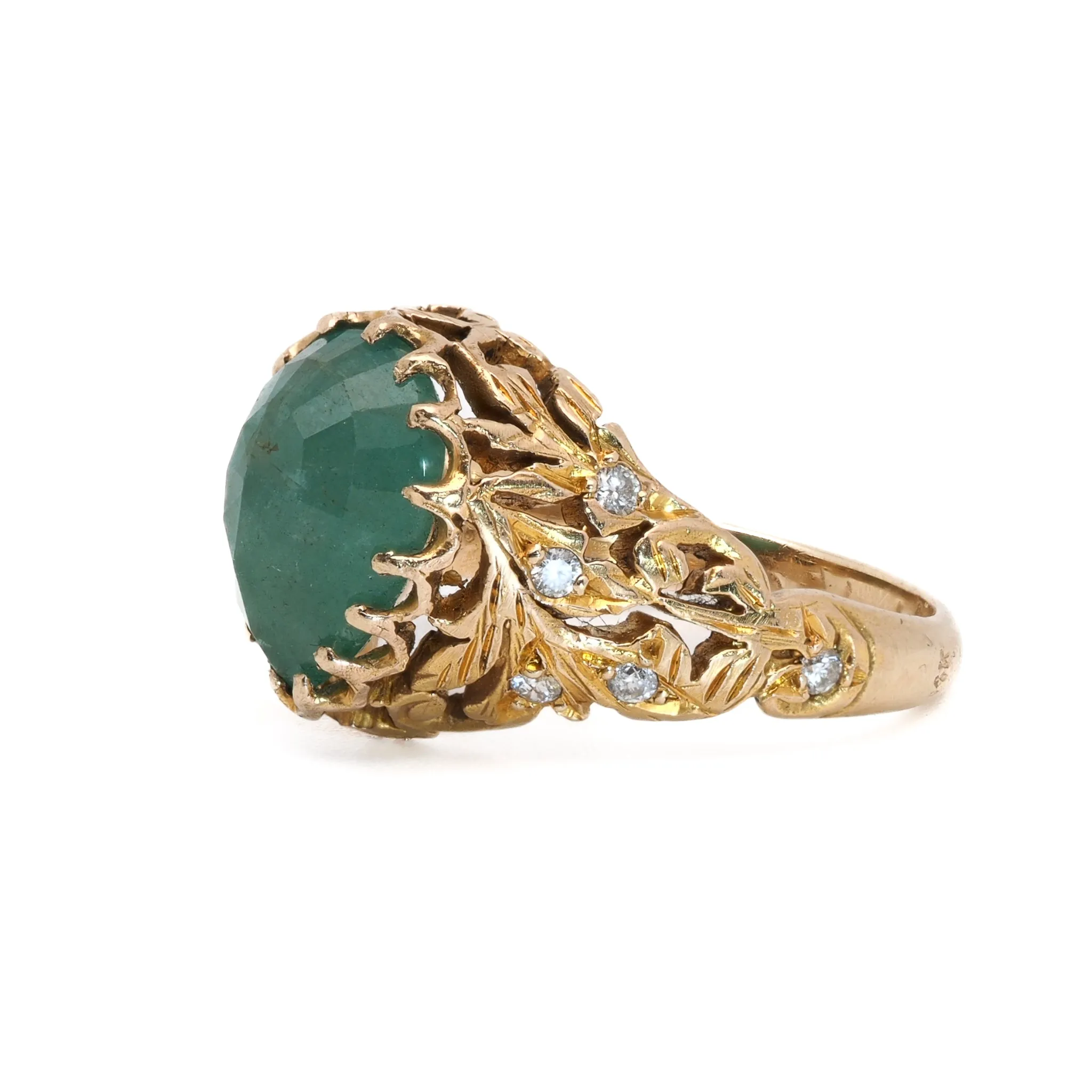 Emerald & Diamond Teardrop Ring