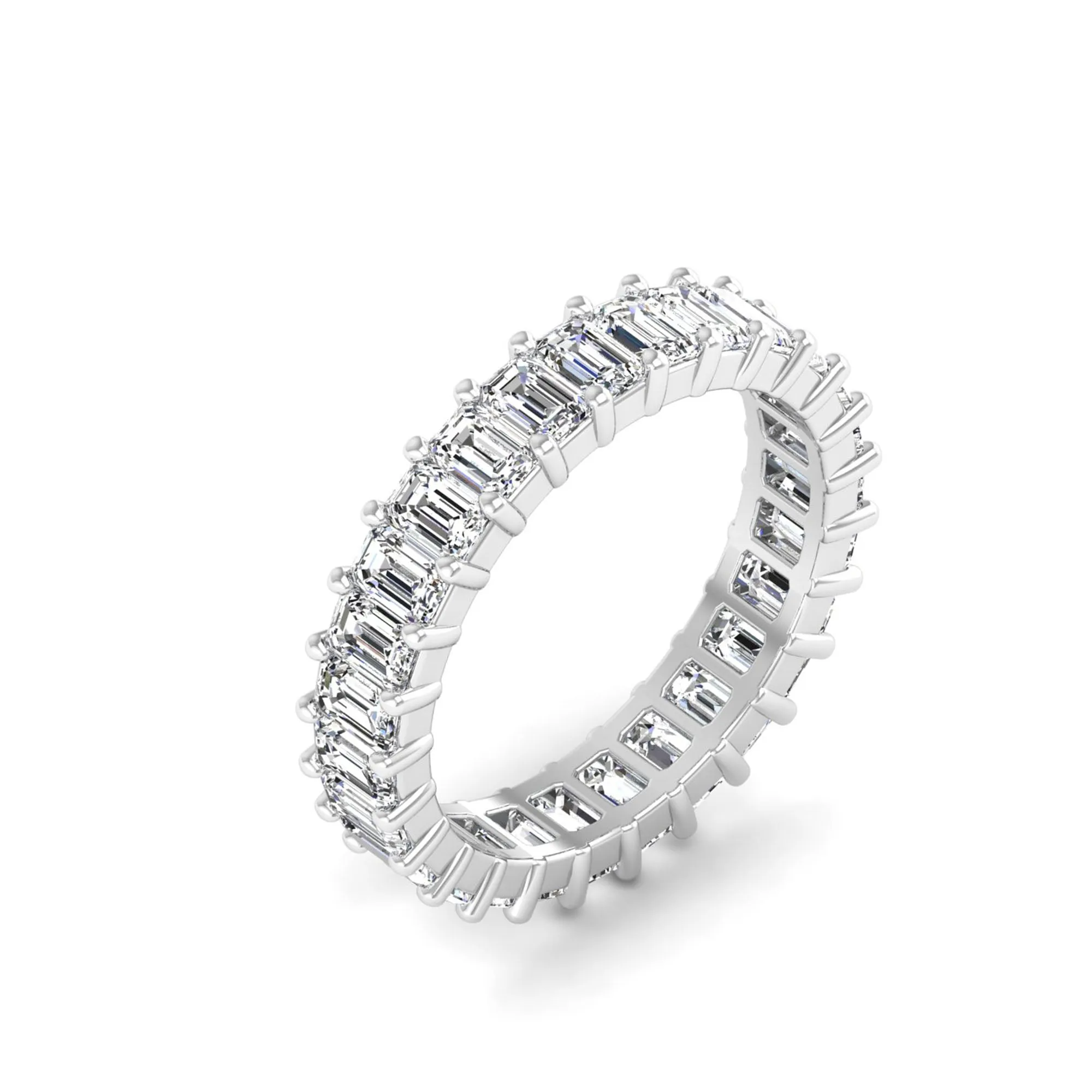 Emerald Cut Lab Diamond Prong Set Eternity Band