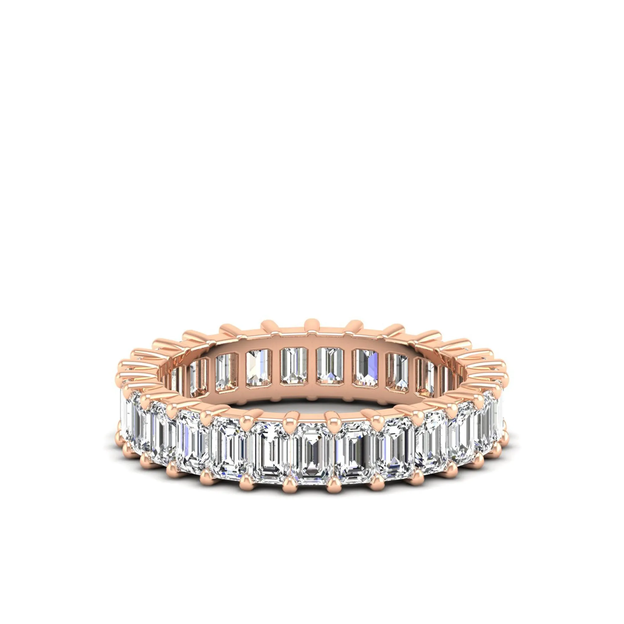 Emerald Cut Lab Diamond Prong Set Eternity Band