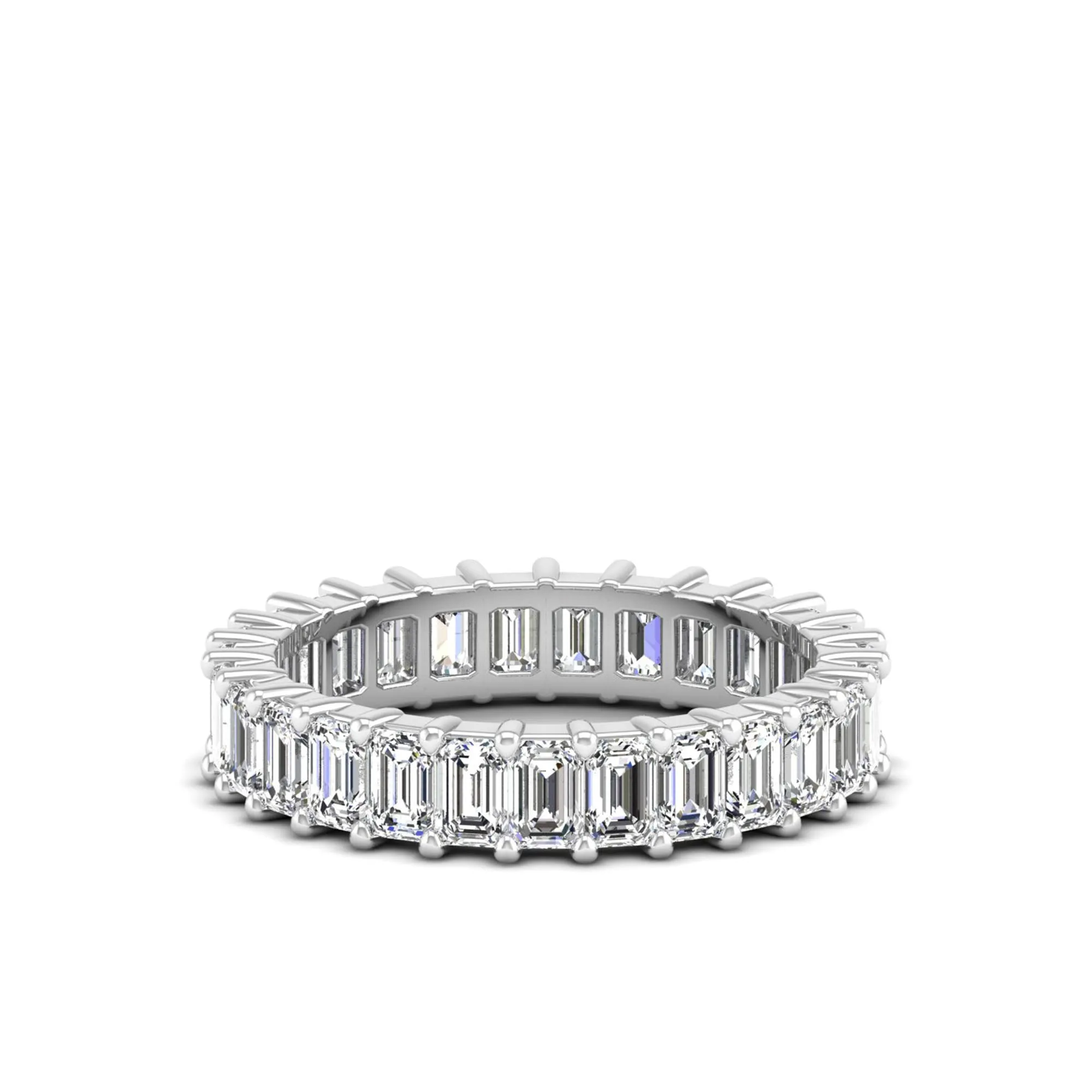Emerald Cut Lab Diamond Prong Set Eternity Band