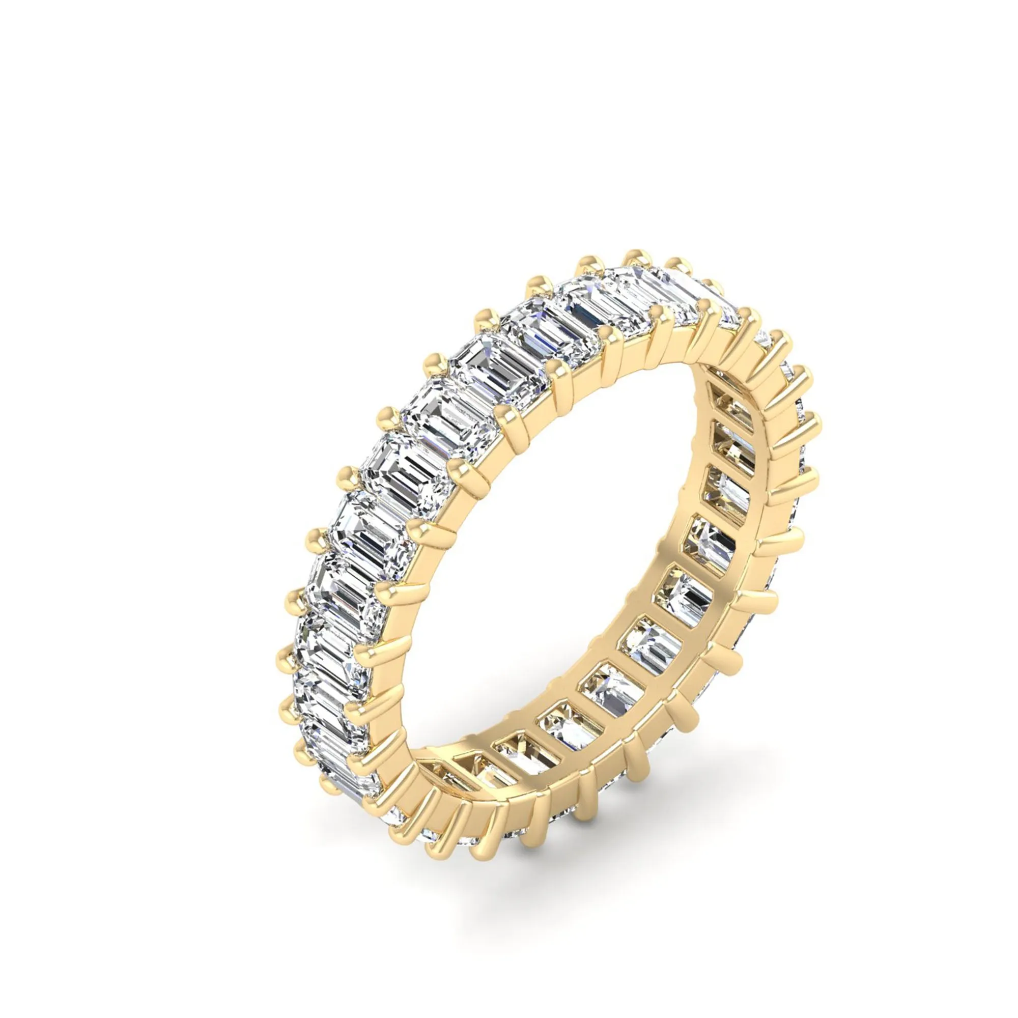Emerald Cut Lab Diamond Prong Set Eternity Band