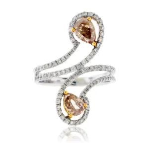 Fancy Natural Pink Pear Diamond & Diamond Accented Ring