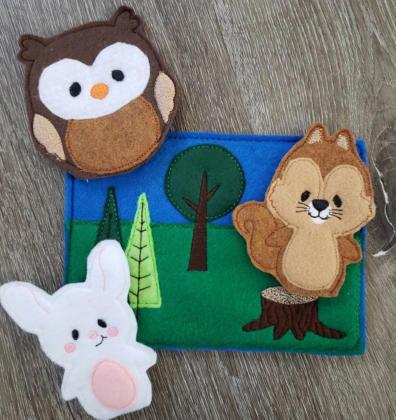 Felt finger puppet animal - Woodland Animal quiet book page -  Gift for kids - habitat - forest animals - learning toy - animals and biomes