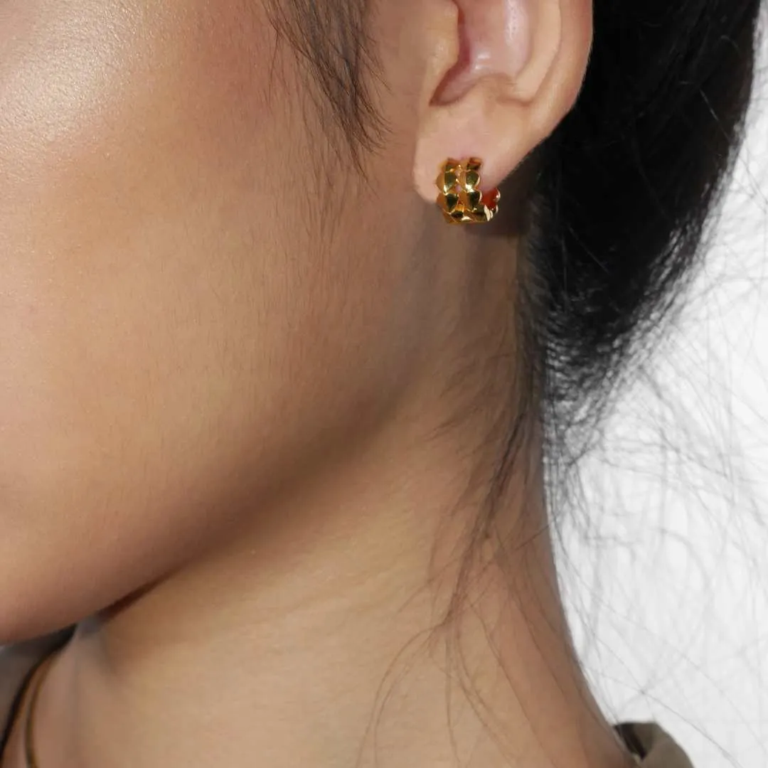 Folded Heart Huggie Earrings