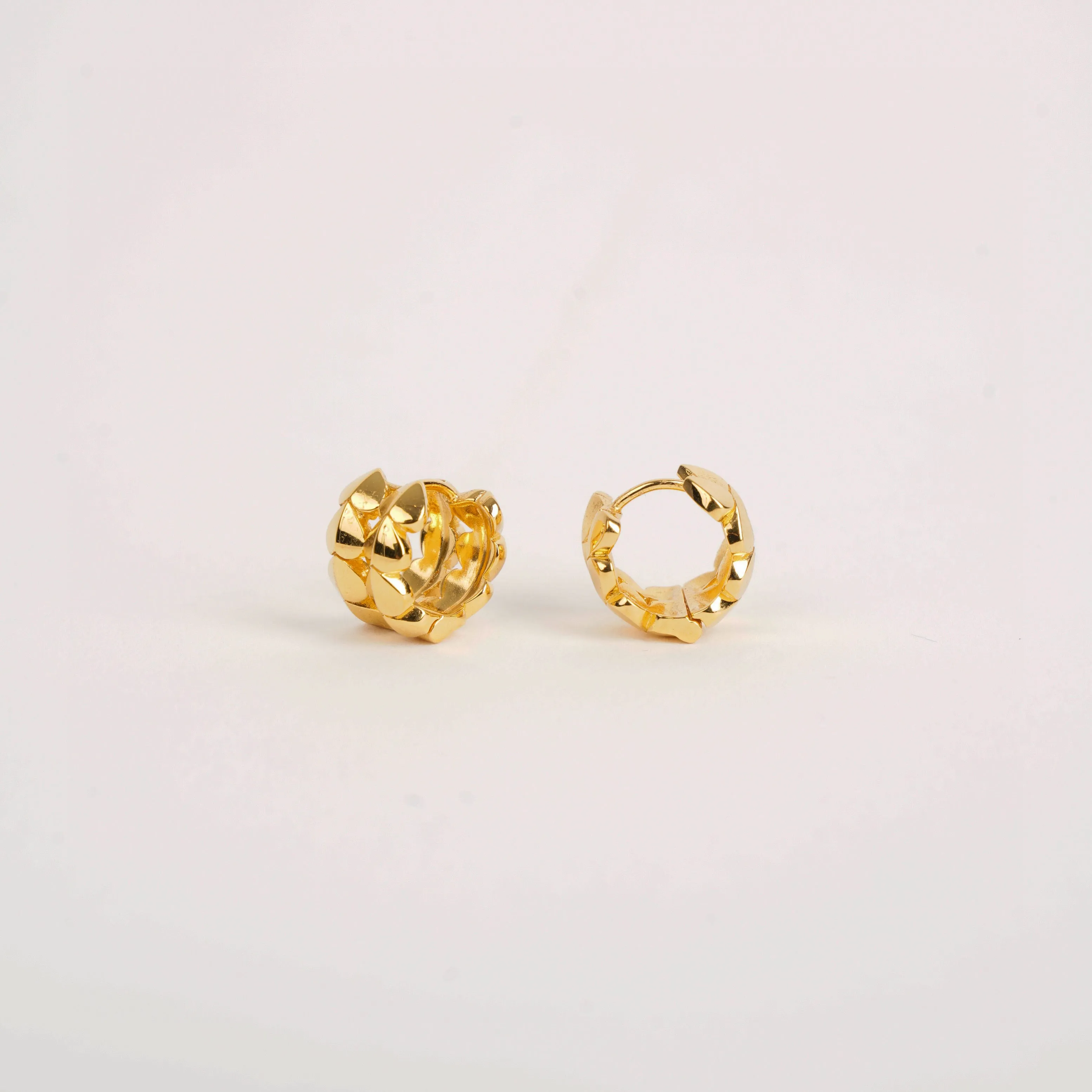 Folded Heart Huggie Earrings