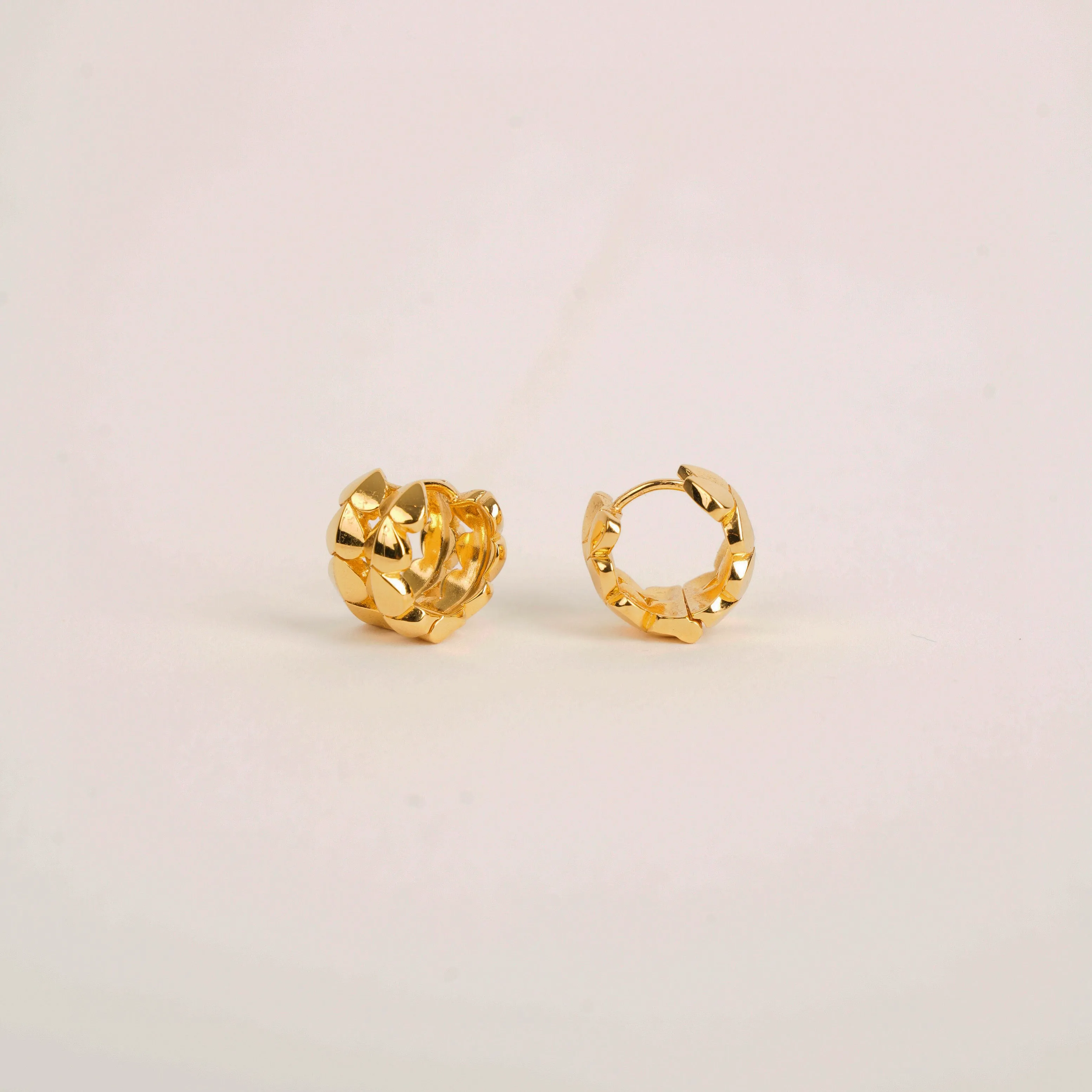 Folded Heart Huggie Earrings