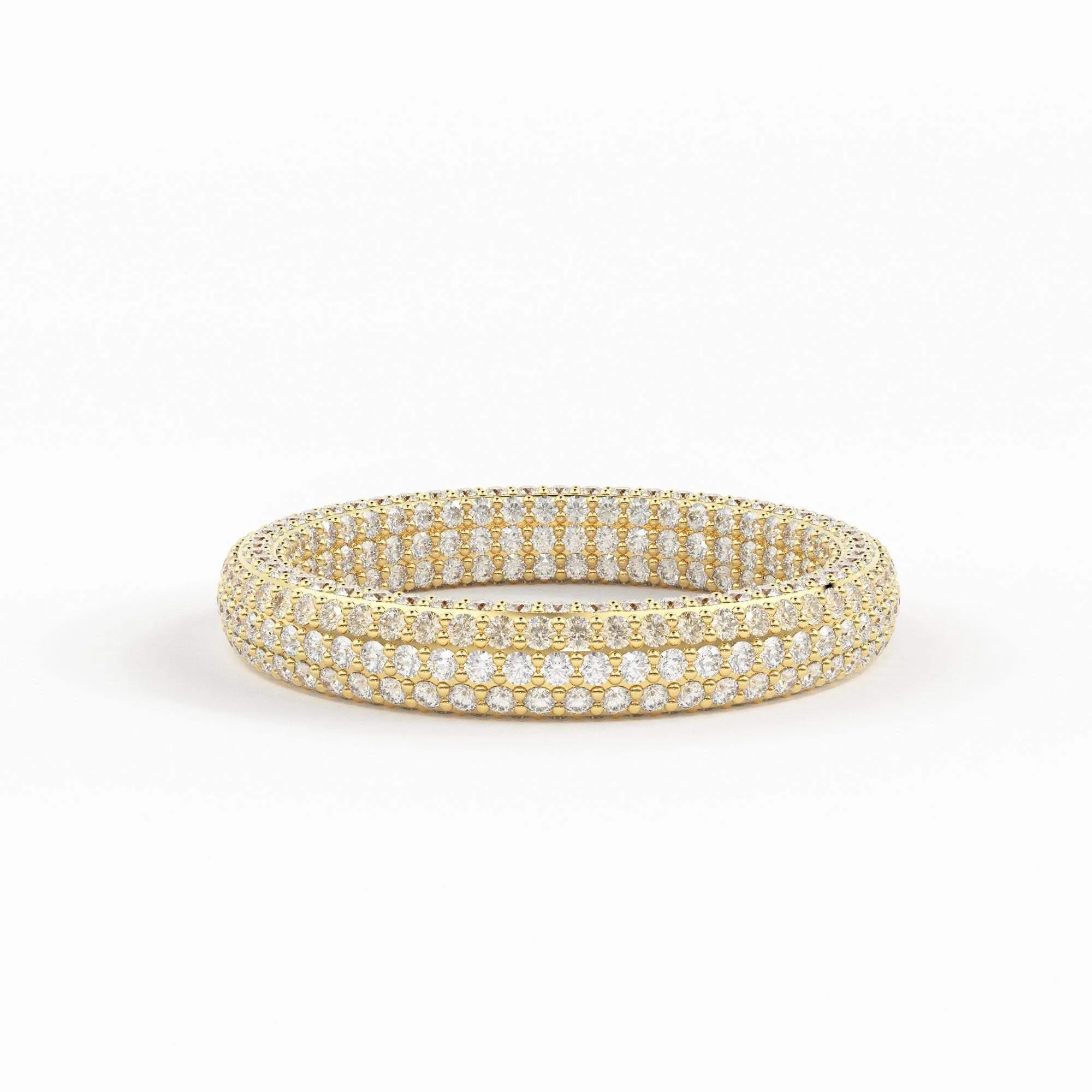 Full Pave Diamond Ring / Diamond Studded Luxury Ring / Full Eternity Diamond Band / Stackable Handmade Ring / Cocktail Diamond Dome Ring