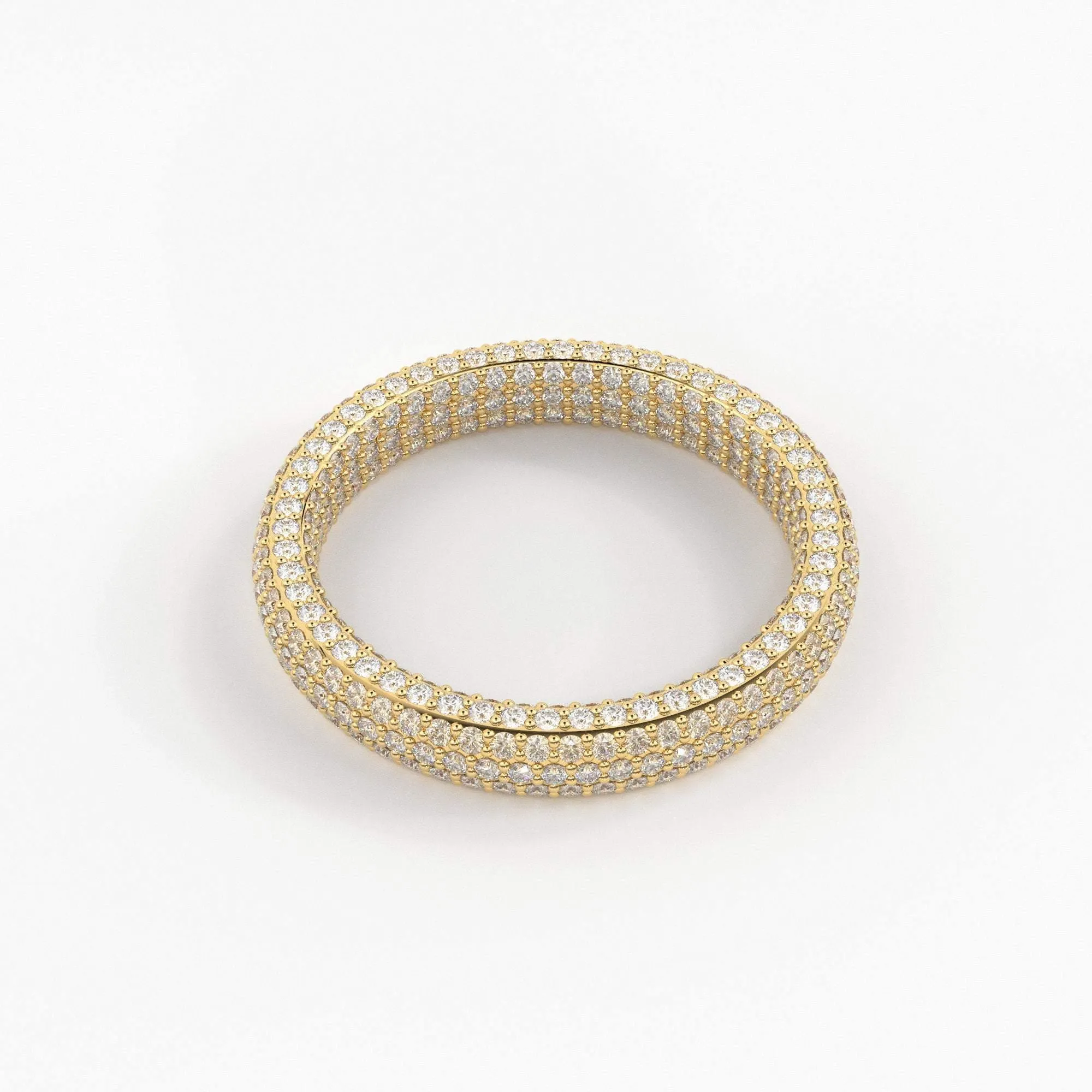 Full Pave Diamond Ring / Diamond Studded Luxury Ring / Full Eternity Diamond Band / Stackable Handmade Ring / Cocktail Diamond Dome Ring